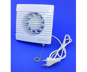 Badventilator mit Zugschalter Badlüfter Lüfter Ventilator Deckenlüfter weiß Front Ø 120 mm 12 cm PrimPS Wandlüfter Ventilator Einbaulüfter Bad Küche