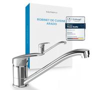 Bächlein Arado Robinet de cuisine pivotant à 360° (chrome) - Mitigeur d'évier chromé avec bec pivotant à 360° - Robinet de cuisine en version extra massive