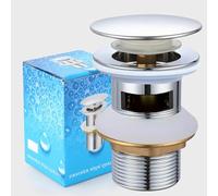 Bächlein Bonde universelle avec trop-plein, valve pop-up pour lavabos et lavabos, en laiton, avec instructions de montage, trop-plein argenté (chromé)