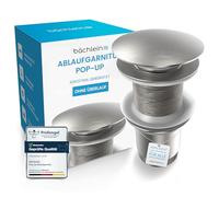 Bächlein Bonde universelle sans trop-plein (acier inoxydable brossé) - Valve pop-up pour lavabo et lavabo - Bonde de vidange en laiton avec instructions de montage (français non garanti)