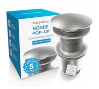 Bächlein Bonde universelle sans trop-plein (acier inoxydable brossé) - Vanne pop-up pour lavabo et lavabo - Vanne de vidange en laiton avec instructions de montage (français non garanti)