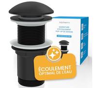 Bächlein Design Garniture d'écoulement sans trop-Plein (Noir Mat) en Laiton avec Une Forme de Capuchon innovante pour éviter Les Taches d'eau et Les Bords calcaires
