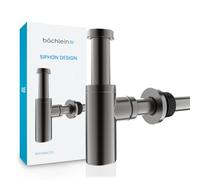 Bächlein Design Siphon universel pour lavabo & vasque [Anthracite] - Siphon de design premium pour lavabo - Bouchon anti-odeurs avec ouverture de nettoyage + notice de montage
