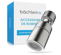 Bächlein Embout de robinet universel en acier inoxydable brossé avec deux types de jet - Aérateur rotatif pour robinets de cuisine