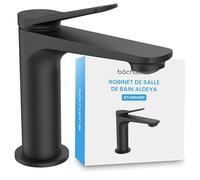 Bächlein Mitigeur de salle de bain Aldeya au design moderne, mitigeur monocommande avec cartouche en céramique durable et kit de montage, robinet de salle de bain noir mat