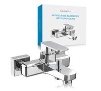 Bächlein Robinet de baignoire universel au design anguleux - Mitigeur de baignoire complet avec tous les accessoires - Robinet monocommande pour baignoire - Chromé