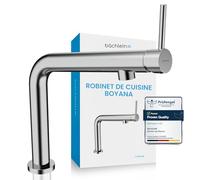 Bächlein Robinet de cuisine Boyano (chrome) - Mitigeur d'évier pivotant à une main en laiton de qualité supérieure - Robinet de cuisine avec levier orienté vers l'avant