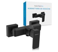 Bächlein Robinet de douche universel au design anguleux - Mitigeur complet avec tous les accessoires - Robinet de douche monocommande - Noir mat