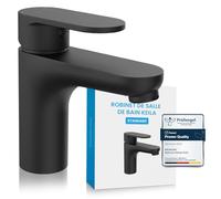 Bächlein Robinet de salle de bain au design classique avec cartouche en céramique durable et kit de montage - Noir Mat