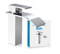 Bächlein Robinet de salle de bain cascade avec cartouche en céramique durable et kit de montage - Chromé