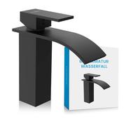 Bächlein Robinet de salle de bain cascade avec cartouche en céramique durable et kit de montage - Noir mat