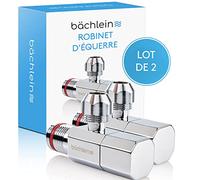 Bächlein Robinet d'Équerre Universel Auto-Étanche avec Raccordement Rapide [lot de 2], 1/2 Pouce, s'Ouvre et se Ferme avec seulement 1/4 de Tour [Quarter Turn]