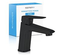 Bächlein Robinet pour la Salle de Bains - Robinet Noir Mat - Mitigeur Monocommande avec Cartouche Céramique Longue Durée, 2 Flexibles de Raccordement et e Montage