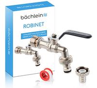 Bächlein Robinet universel pour le jardin [anthracite] avec 2 raccords de tuyau - Robinet à boisseau sphérique élégant avec raccord 1/2" et adaptateur 3/4", robinet extérieur