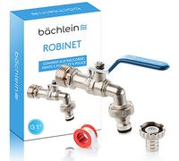 Bächlein Robinet Universel pour le Jardin Bleu - 2 Raccordements de Tuyau, Boisseau Sphérique Raffiné, Raccordement 1/2 et 1 Pouce, Sortie pour l'Extérieur