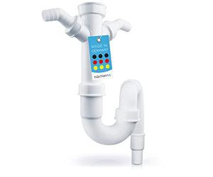 Bächlein Siphon Tubulaire Flexible Pour Évier de Cuisine - Siphon Avec Raccordement Double pour Appareil - Raccord Universel G 1 1/2"