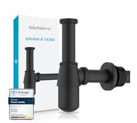 Bächlein Siphon universel pour lavabo et lavabo (noir mat), siphon anti-odeurs avec ouverture de nettoyage + instructions de montage (français non garanti) - Siphon design