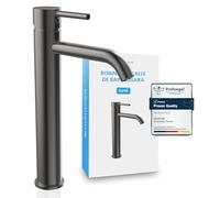 Bächlein Susara Robinet de salle de bain haut avec bec courbé - Design extra haut - Pour lavabo à poser - Avec cartouche en céramique durable et kit de montage - Anthracite