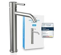 Bächlein Susara Robinet de salle de bain haut avec bec incurvé, design extra haut pour lavabo, avec cartouche en céramique durable et kit de montage, robinet de salle de bain en acier inoxydable