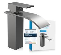 Bächlein Tamina Robinet de salle de bain au design cascade, mitigeur monocommande avec cartouche en céramique durable et kit de montage, robinet de salle de bain anthracite