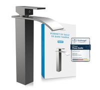 Bächlein Tamina Robinet de salle de bain en forme de cascade avec kit de montage en acier inoxydable brossé