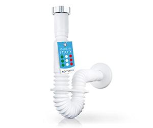 Bächlein Tuyau d'Évacuation Flexible pour Lavabo - G 1 1/4" x 32 mm, Extensible de 320 à 800 mm, Siphon Adaptable Individuellement