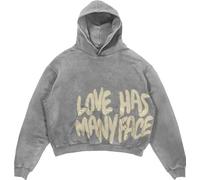 BaeKnyin All We Need Love Hommes Faire Vieux Harajuku Vent Mode Hoodie Manteau-Grey-M1