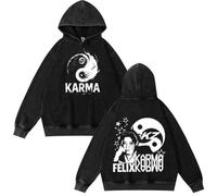 BaeKnyin Stray Kids Casual Jacket Unisex Outwear Sweatshirts Pull imprimé à la Mode à Manches Longues avec poches-Black1-S1