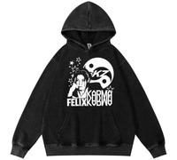 BaeKnyin Stray Kids Casual Jacket Unisex Outwear Sweatshirts Pull imprimé à la Mode à Manches Longues avec poches-Black10-L1