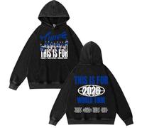BaeKnyin Unisex à Manches Longues Sweatshirt à Capuche Twice imprimé Coton Pullover Pull Vintage Tenues de Couple oversized-Black5-XL1