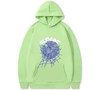 BaeKnyin Unisex Gothique Streetwear Pullover Tops Spider Web Imprimer Mode Automne Pullover à Manches Longues Sweatshirt à Capuche-FruitGreen-S1