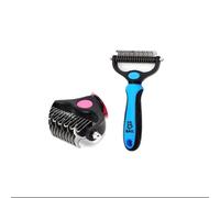 Bäll Brosse pour chiens Brosse pour chats, animaux domestiques à poils moyens et longs, brosse à sous-poil, peigne à démêler extra large, double face, bleu