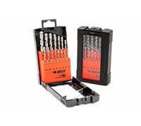 BAER Lot de 15 forets à maçonnerie Ø 3 à 10 mm - Foret à béton avec pointe en carbure de tungstène 89 HRC et acier au carbone ISO 5468 - Jeu de forets précis pour béton, pierre, brique, maçonnerie