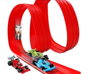 Bärbar Racerbilsbana - PVC Roll Up Race Set, Inomhus Utomhus Flexibel Leksakskrets, Kompakt Miniatyrbil Lekset, Tå Lätt Bana Med Lätt Bärväska | Spännande Underhållning För Barn