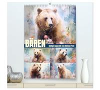 Bären. Duftige Aquarelle von Meister Petz (hochwertiger Premium Wandkalender 2026 DIN A2 hoch), Kunstdruck in Hochglanz: Schöne Illustrationen von kraftvollen Teddys