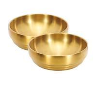 Baeroprki 2 Grands à Soupe en Acier Inoxydable Doré de 7,3 Pouces, Plat à Sashimi à Double Paroi de 35 Oz, Bol de Service Incassable, à Riz