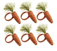 Baeroprki 6 Pièces Rond de en Forme de Carotte de Pâques en Coton et Boucles de Rustiques Tissées à la Main Porte-Anneau de de Pâques