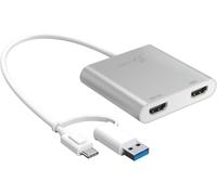BAERTMY-Adaptateur Multi-Moniteur Usb Type-C Vers Dual Hdmi Avec Convertisseur Usb Type-A 4K + 2K Compatible Avec Microsoft Et Mac (Jca365)