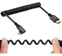 BAERTMY-Câble Spiralé Micro Hdmi Vers Hdmi 90° Degrés, Hdmi Mâle Vers Micro Hdmi Mâle Angle Droit Torsadé Supporte 3D/4K 60Hz 1080P(0,3M-1,5M)