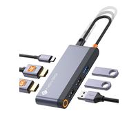 BAERTMY-Hub Double Hdmi 4K, 6-En-1 Usb C Vers 2 Hdmi, 3 X Usb 3.0, Pd 100W, Triple Affichage Station D'Acceuil Adaptateur Usb-C Pour Macbook Pro Air Dell Hp Lenovo