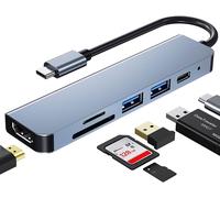 BAERTMY-Hub Usb C, Adaptateur Usb C Multiport Pour Macbook Pro, Hub Usb C À Hdmi 6-En-1, Compatible Avec Les Ordinateurs Portables Usb C, Etc. (4K Hdmi Usb3.0 Usb2.0 Sd/Tf Card Reader 87W Pd)