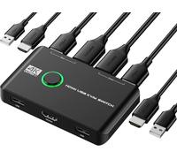 BAERTMY-Kvm Hdmi Switch, 4K @60Hz Kvm Switch 2Pc 1 Monitor 2 Usb Pour 2 Ordinateurs Partageant Clavier, Souris Et Un Moniteur Hd, Avec 2 Câbles Usb Et 2 Câbles Hdmi