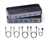 BAERTMY-Switch Hdmi Kvm 4K 60Hz 2 Entrées 1 Sortie Avec 3 Ports Usba 3.0 1 Port Usbc3.0 5Gbps Pour Clavier Souris Disque Dur Commutateur Kvm Switch Usb Avec Contrôleur De Bureau Et 2 Câbles Hdmi 1M