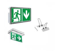 BAES One Universel Evacuation IP44 + porte drapeau standard + kit d'encastrement BLOC.TECH