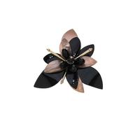 Baesics Barrettes à cheveux pour femme - Fleur de lys noir - 2 en 1 - Broche en forme de fleur en acétate de cellulose - Bijou design 3D pour robes et coiffures - Pièce unique marbrée - Légère