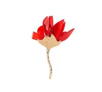 Baesics Broche pour femme - Fleurs de magnolia rouge - Broche en acétate de cellulose à base de plantes - Bijou fantaisie pour blazers et robes - Pièce unique - Légère - Idéale comme cadeau