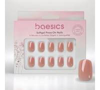 Baesics Lot de 30 faux ongles à presser en gel souple - Corail carré - Pour la maison - Réutilisables - Aspect naturel - Flexibles - Qualité salon pour débutants et déplacements
