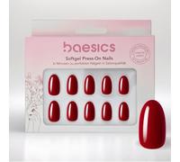 Baesics Lot de 30 faux ongles en gel soft, ovales, bordeaux, réutilisables, aspect naturel, flexibles, à coller, avec tampons adhésifs, qualité salon pour débutants