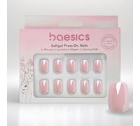 Baesics Lot de 30 faux ongles en gel softgel Press-On Nails - Rose Glazed Square - Réutilisables - Aspect naturel - Flexibles - À coller - Avec pastilles adhésives - Qualité salon pour débutants