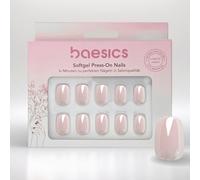 Baesics Lot de 30 faux ongles en gel softgel Press-On Nails - Rose Glazed Square - Réutilisables - Aspect naturel - Flexibles - À coller - Avec pastilles adhésives - Qualité salon pour débutants